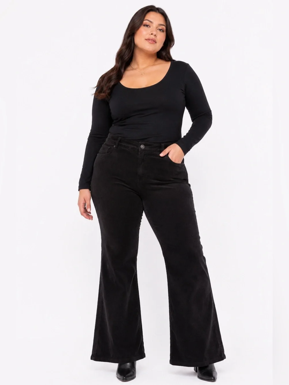 NWT Y2K Vintage Pendleton Velour Corduroy Bootcut Pants (Black) Size 14